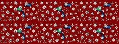 Retro tekstil tasarım koleksiyonu. Çiçekli ipek eşarp. El çizimi çiçek unsurları olan soyut çizim raster deseni. 1950-1960 motifleri. Kırmızı ve nötr kırmızı ve nötr.