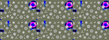 Raster hisseleri. Eskiz arkaplan modeli. Suluboya, elle çizilmiş. Çiçekler yeşil ve nötr.