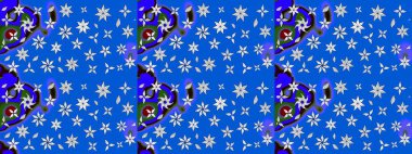 Mavi ve nötr arkaplanda. Elle çizilmiş çiçek desenli Raster çizimi. Çocuksu tasarım. Tekstil, kumaş, ambalaj, hatıra defteri için güzel çiçek arkaplanı..