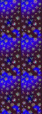 Düz Çiçek Elementleri Tasarımı. Renkli Bahar Teması eskiz kalıbı. Kahverengi ve mavi renkli çiçekler. Raster illüstrasyonu. Çiçekli çiçek deseni, suluboya..