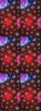 Soyut etnik raster çizim kalıbı. Vadinin çiçekleri kahverengi ve kırmızı renklerde. Çiçekler..