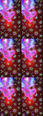 Şirin çiçekler. Raster Moda kumaş deseni. Çizgi çizimi deseni.