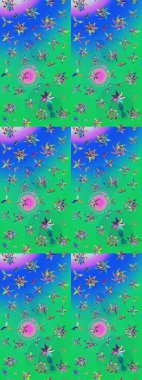 Çiçek deseni. Renkli Bahar Teması eskiz kalıbı. Düz Çiçek Elementleri Tasarımı. Chichi 'nin kumaş kalıbını çiz. Raster illüstrasyonu.