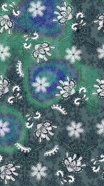 Küçük yeşil ve mavi çiçeklerle oldukça eski bir besin torbası deseni. Tekstil, kumaş, kapaklar, duvar kağıtları, baskı, paket, koleksiyon defteri, örgü, dekupaj için çiçek arkaplanı..