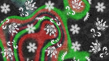 Raster Illustrasyon 'daki Çiçek Deseni' nin son moda çizimi. Renkli Yaz Temalı eskiz kalıbı. Düz Çiçek Elementleri Tasarımı. Gri ve yeşil renkte çiçekler.