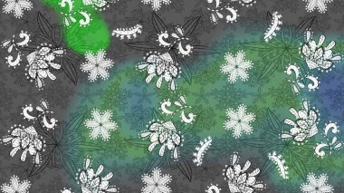 Sevimli çiçek raster deseni. Düz Çiçek Elementleri Tasarımı. Sketch Colour Spring Theme eskiz kalıbı. Gri ve yeşil renkte çiçekler.