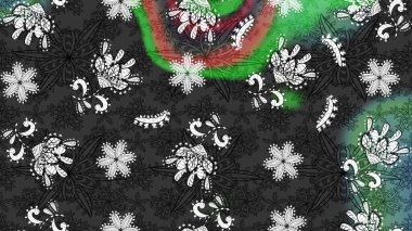 Raster illüstrasyonu. Çiçek duvar kağıdı. Renkli süs kenarı. Gri ve yeşil renklerde. Hint süsü. Çizim deseni.