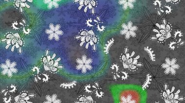 Düz Çiçek Elementleri Tasarımı. Renkli Bahar Teması eskiz kalıbı. Gri ve mavi renkte çiçekler. Çiçek desenli eskiz, yaz çiçekleri..