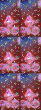 Raster illüstrasyonundaki çiçek desenli çizim. Kahverengi ve pembe renkte çiçekler.