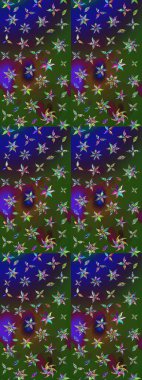 Çiçekli yumuşak bir eskiz şekli. Yumuşak, bahar çiçekleri yeşil ve mavi renklerde. Raster çiçekleri klasik tarzda çizilmiş. Raster illüstrasyonu.