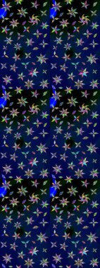 Renkli grunge, soyut arkaplanı kolomavi ve siyah çiçeklerle süslüyor. Nakış desenli çiçek deseni. İzler, kumaş, duvar kağıtları, tekstil için raster dokusu.