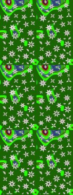 Yeşil ve nötr renklerde çiçekler. Düz Çiçek Elementleri Tasarımı. Renkli Bahar Teması eskiz kalıbı. Çiçekle çizim deseni.