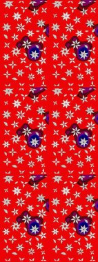 Suluboya çiçekli çiçek deseni. Kırmızı ve nötr renklerde Asya tekstil tarzında. Raster illüstrasyonu.