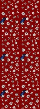 Kırmızı ve nötr renklerde çiçekler. El çizimi çiçekli soyut çizim kalıbı. Raster illüstrasyonu.