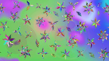 Çiçekli bahar çiçekleri. Küçük çiçekte güzel bir desen. Moda baskıları için zarif bir şablon. Robot resim. Motley illüstrasyonu. Küçük renkli çiçekler..