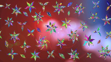 El çizimi. Suluboya çizimi. Kahverengi ve kırmızı renkte çiçekler. Çiçekli çizim deseni.