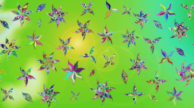 Raster geleneksel çiçek buketi yeşil ve nötr renklerde tekstil tasarımı için. Üzerinde gelincikler ve vadi zambakları olan renkli çiçek desenli nakış..