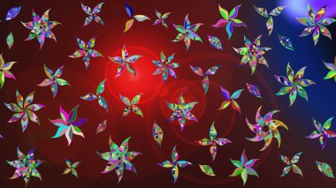 Çiçekli karalama şeklinde Raster çiçek deseni. Nazikçe, güzel çiçek arkaplanı. Kahverengi ve kırmızı renkte çiçekler.