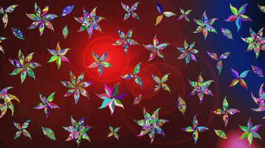 Kumaş, duvar kağıdı ve kağıt üzerine baskı yapmak için gelişen arka plan. Moda arka planında parlak buketler. Eski usul küçük çiçekli şirin bir eskiz deseni. Raster illüstrasyonu.