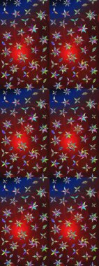 Raster illüstrasyonundaki çiçek desenli çizim. Kahverengi ve kırmızı renkte çiçekler.