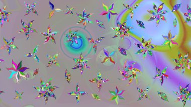 Tropik çiçek desenleri. Gri ve nötr renkte çiçekler. Raster illüstrasyonu.