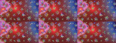 Raster hisseleri. Suluboya, elle çizilmiş. Eskiz arkaplan modeli. Çiçekler kahverengi ve kırmızıda.