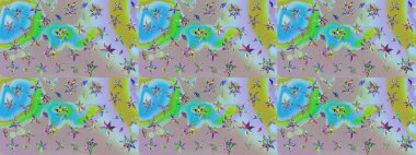 Çiçek ve yapraklı çiçek deseni. Raster illüstrasyonu. Küçük çiçekli şirin desen.