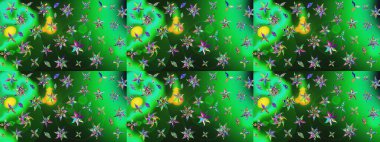 Vadinin yeşil ve gri renkli çiçekleri. Soyut etnik raster çizim kalıbı. Çiçekler..