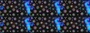 Modern çiçek arkaplanı. Moda baskıları için zarif bir şablon. Halk tarzı. Parlak renkli çiçekleri ve gri ve mavi renkte yaprakları olan muhteşem bir çiçek deseni..