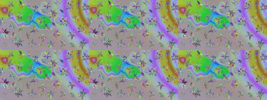 Raster Illustrasyon 'daki Çiçek Deseni' nin son moda çizimi. Güzel kumaş deseni. Renkli Yaz Temalı eskiz kalıbı. Düz Çiçek Elementleri Tasarımı.