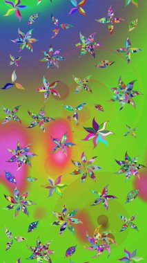 Yeşil ve mor renkli çiçekler. Renkli Bahar Teması eskiz kalıbı. Güzel çiçek deseni. Düz Çiçek Elementleri Tasarımı.