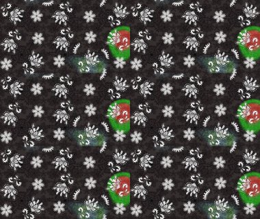 Raster deseni. Bahar çiçekleri dallı desen, gri ve kahverengi renkler çiçekli siluet.