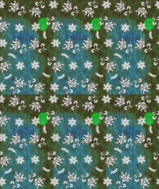 Çiçekli karalama şeklinde Raster çiçek deseni. Yeşil ve mavi renkte çiçekler. Nazik, narin çiçek arkaplanı.