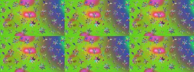 Renkli Yaz Temalı eskiz kalıbı. Düz Çiçek Elementleri Tasarımı. Modaya uygun kumaş deseni. Sevimli çiçek raster deseni.