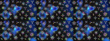 Gri ve mavi renklerde. Gri ve mavi renkli gri ve mavi papatya deseni. Raster illüstrasyonu.