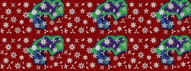 Renkli Bahar Teması eskiz kalıbı. Düz Çiçek Elementleri Tasarımı. Raster illüstrasyonu. Çiçekli çiçek deseni, suluboya. Kırmızı ve nötr renkte çiçekler.