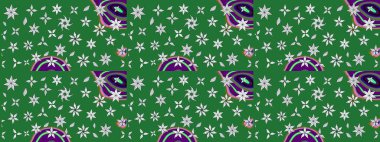 Hediye ambalaj kağıdı, tebrik kartları, posterler ve pankart tasarımı. Raster düz çiçek çizim deseni. Yeşil ve nötr renkte çiçekler.