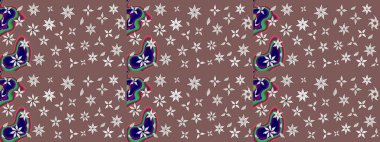 Tekstil için figür. Davetiye ve kartpostal tasarımı için dekoratif çiçek unsurları. Şirin, zarif çiçekler Raster illüstrasyonu. Yapraklı çizim şekli. Poster veya kapak için arkaplan.