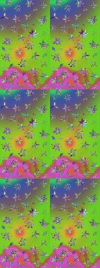 Yeşil ve mor renkli çiçekler. Yumuşak, bahar çiçekli arka plan. Raster çiçek desenli ve çiçekli..