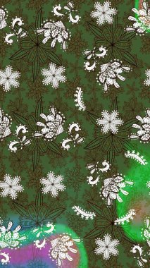 Parlak çiçekli yeşil ve kahverengi renkler üzerine soyut çizim deseni. Küçük çiçekte hoş bir çiçek deseni var. Çiçek elementli zarif raster dokusu..