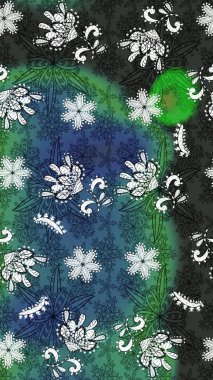 Çiçekli, yapraklı, çiçek desenli eskiz. Raster illüstrasyonu. El çizimi.