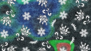 El çizimi. Güzel kumaş deseni. Raster illüstrasyonu. Çiçekler, dallar, otlar ve çiçekler.