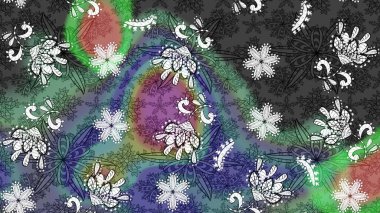 Düz Çiçek Elementleri Tasarımı. Eskiz klasiği. Raster Şirin kumaş deseni. Renkli Bahar Teması çizim şablonu.