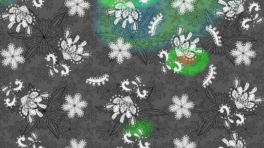 Çiçek ve yapraklı çiçek deseni. Raster illüstrasyonu. Küçük çiçekli şirin desen.