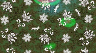 Eski usul. Eskiz geçmişi. Renkli desenli eskiz deseni, yeşil ve kahverengi çiçekler ve dekoratif elementler. Kumaş, tekstil, duvar kağıdı baskısı için. Raster illüstrasyonu.