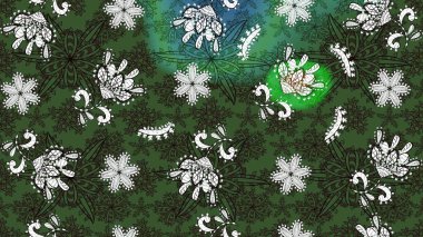 Raster suluboya çiçek deseni, narin çiçekler, yeşil ve gri çiçekler, tebrik kartı şablonu. Raster Güzel kumaş deseni.