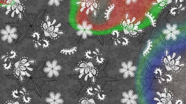 Gri ve yeşil renklerde. Gri ve yeşil renkli gri ve yeşil papatya deseni. Raster illüstrasyonu.