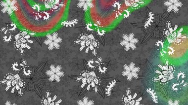 Raster illüstrasyonu. Raster illüstrasyonu. Eskiz stili gri ve yeşil renklerde. Şirin karalamalı çiçek desenli çizim. El yapımı çiçek ve bitki koleksiyonu.