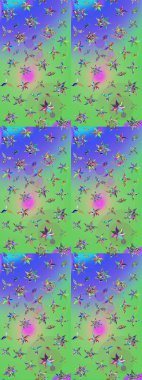 Raster illüstrasyonu. Klasik çiçek tasarımı elementleri. Yeşil ve mavi kıvırcık çiçekler yeşil ve mavi renklerde.