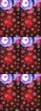 Raster çiçek desenleri çiziyor. Vadinin çiçekleri kahverengi ve kırmızı renklerde.